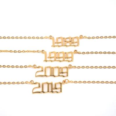 China 2019 Fashion Necklace Personalized Gold Year Number Necklace Jewelry for sale