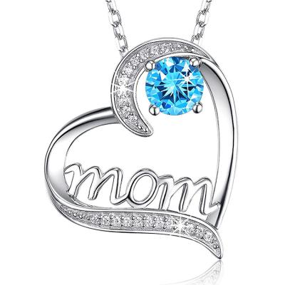 China I Love You Mom 925 Sterling Silver Love Heart Pendant TRENDY Necklace for Mom for sale