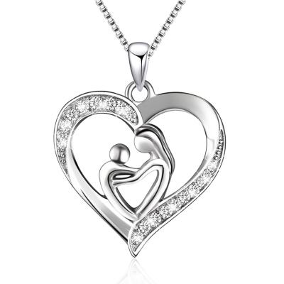 China TRENDY 925 Sterling Silver Mom and Daughter Necklace Zircon Heart Necklace for Mom for sale