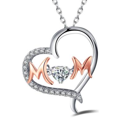 China 2020 TRENDY 925 Sterling Silver Cubic Zirconia Mom Necklace Heart Necklace Mother's Day Gifts for sale