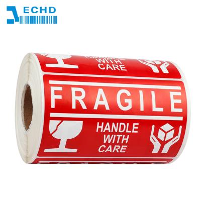 China Waterproof Wholesale Custom Fragil Labels Handle With Care Glass Roll Printed Around Fragile Warning Device Stickers for sale