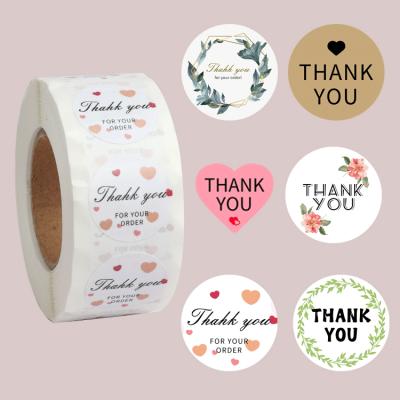 China Factory Direct 500pcs Thumb Waterproof 1 Per Roll Thank You Floral Stickers Thank You For Your Purchase Roll Stickers for sale