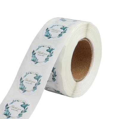 China Wholesale Waterproof Packaging Label Stickers Roll Self Adhesive Label Thank You Sticker for sale