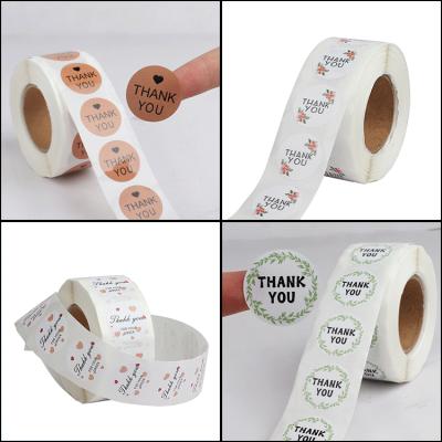 China Waterproof 1 Inch Round Gift Decoration Paper Stickers Thank You Christmas Sticker Labels for sale