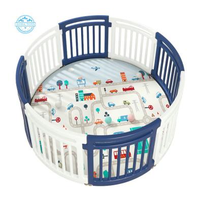 China A03015B Easy Assembly Baby Playground Fence Luxury Baby Round Indoor Playpen With Gate for sale