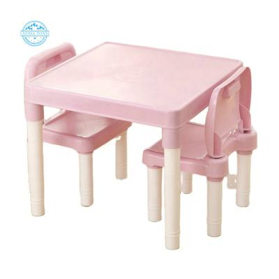 China A06119 Hot Selling Modern Pink Environmental Material Kids Study Table And Chairs Set For Children for sale