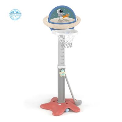 China Bright color ready to ship plastic PE basketball ball game height adjustable kids basketball hoop for sale