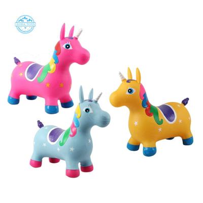 China Mini Animal Model Audatoys A02501B Kids Jump Up Unicorn Inflatable Animal Toy Set for sale