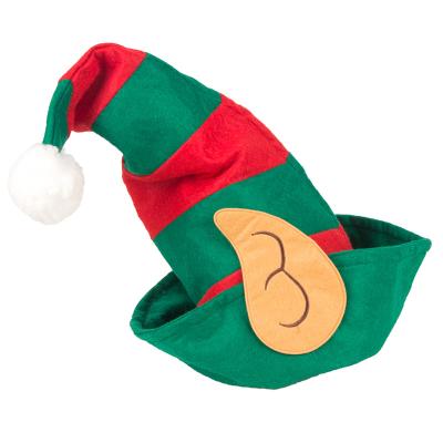 China Sinyoo Christmas Novelty Elf Hat Clown Hat Ears Red and Green Striped Hat Christmas Party Decorations for sale