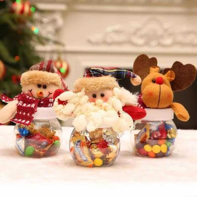 China Decoration Sinyoo Christmas Ornaments New Cartoon Lattice Candy Box Kids Creative Christmas Candy Gift Plastic Jar for sale