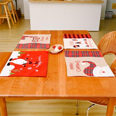 China Fabric Sinyoo Merry Christmas Gnome Place Mat New Christmas Gifts Winter Snowflakes Table Mats 14 x 18 Inches for sale