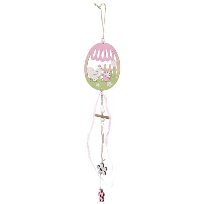 China Creative Wooden Rooster Chicken Pendant Egg Sinyoo Easter Decorations New Easter Tree Hanging Strap for sale