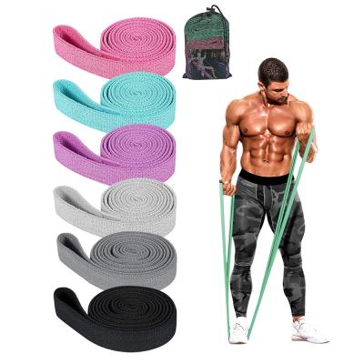 China Durable Custom Fabric Strength Training Fabric Long Stretch Logo Non Slip Home Gym Resistance Pull Up Aid Bands for sale