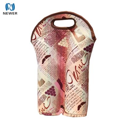 China Factory Supplier Waterproof 2 Bottle Neoprene Wine Carrier Lightweight Soft Portable Packing Bag for sale