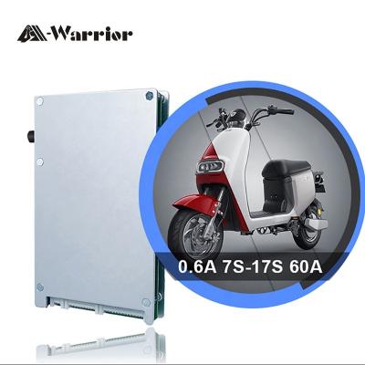 China Wheelers E-scooter/E-motor/EV-2 A-warrior BMS NCM 21700 lithium battery constant current 60A for smart active discharge and charge bms bluetooth APP 17S 60V for sale