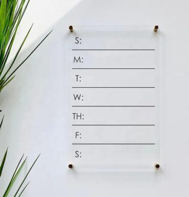 China Dry Erase DIY Wall Calendar Acrylic Weekly Calendar Note Message Board For Wall for sale