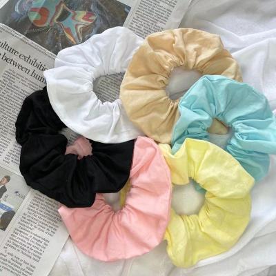 China Fashion Cotton Scrunchies Colorful Elastic Hair Scrunchies Wholesale Custom High Quality Trendy Designer GOTS Organic Hair Scrunchies for sale