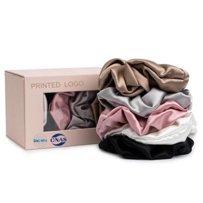 China Wholesale-custom soft non-toxic hair scrunchies European and American style momme scrunchie silk ponytail fashion elastic hair scrunchies 22 for women for sale