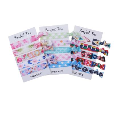 China Fashionable Wholesale Hair Accessories Custom Elastic Hair Bands Ponytail Holders No Crease Sports Hair Ties With Logo for sale