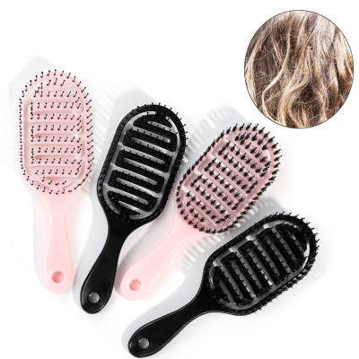 China Women's Curly Detangling Hair Brush Scalp Massage Boar Comb Nylon Bristle Waterproof Hair Brush For Salon Hair Styling Tools for sale