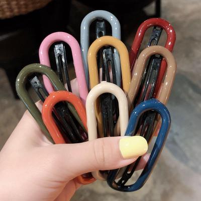 China 2021 Fashionable Plastic Clip In Hair Extensions Ready To Ship Popular Low Moq PC Hair Clip Hair Accessories Geometric Oval Clips for sale