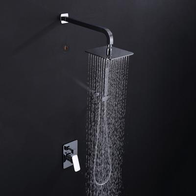 China 2023 Hot Cold Waterless Slide Bar Mixer Concealed Chrome Shower Set With Brass Pressure 8 Inch Square High Rainfall Shower Head for sale