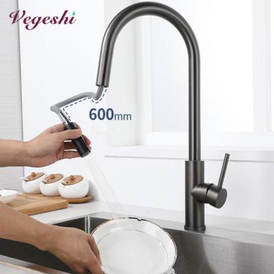 China Metered Faucets Vegeshi 2 Function Kitchen Sink Faucet With Pull Down Sprayer Pull Out Brushed Nickel Gun Black Kitchen Faucets With Sprayer for sale