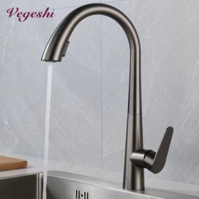 China Metered Hot Sale Vegeshi Faucets Kitchen Faucet 360 Degree Rotatable Pull Down Kitchen Sink Faucet for sale