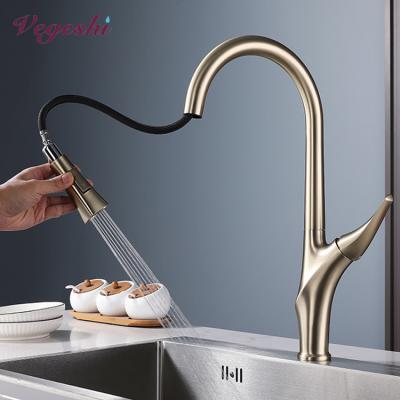 China High Quality Metered Faucets Vegeshi Kitchen Faucet Brushed Nickel, Kitchen Faucets With Pull Down Sprayer, Brass Faucet For Kitchen Sink for sale