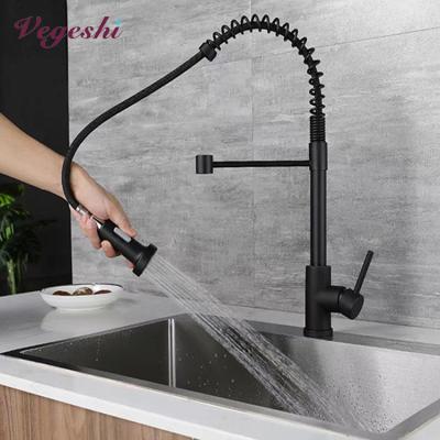 China Metered Faucets Vegeshi Brushed Nickel Pull Out Single Level Kitchen Faucet Stainless Steel Kitchen Sink Faucets With Pull Down Sprayer for sale