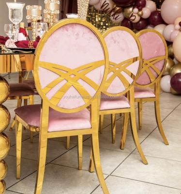 China Modern Wholesale Dining Stainless Steel Chair Wedding Gold Stackable Chair for sale