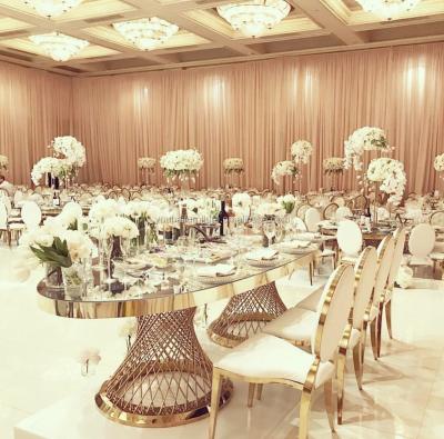 China Wedding/hotel/home/events wedding furniture stainless steel luxury oval wedding table for sale