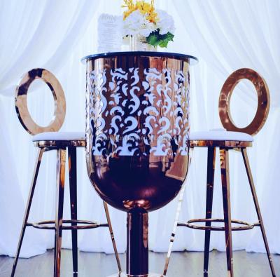 China Wedding party use/hotel/home event/events wedding gold stainless steel bar stool and table design for wedding for sale