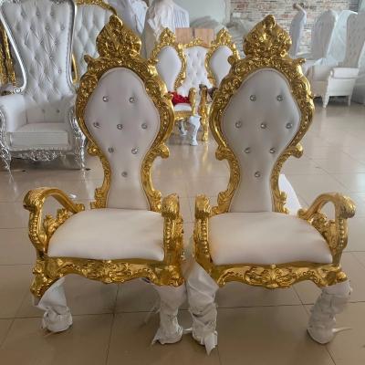 China Modern Royal Luxury Party High Back White PU Leather Throne Chair for sale