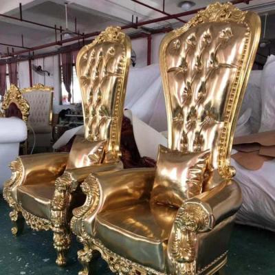 China Cheap Hotel Chair Gold Frame King And Queen Throne Chairs for sale