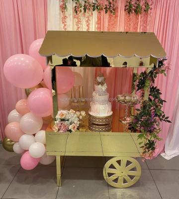 China Modern Acrylic Gold Candy Cart For Wedding Decoration for sale