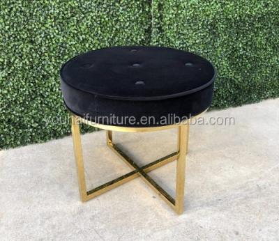 China EUROPEAN Commercial Round White Velvet And Gold Ottoman Wedding Living Room Furniture for sale