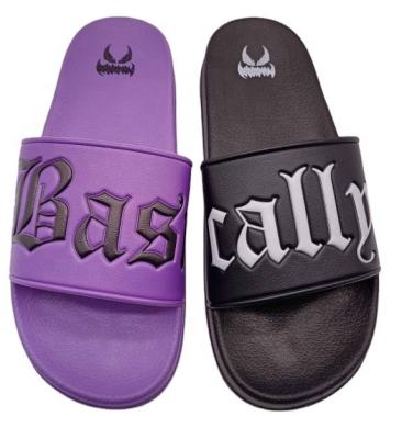 China Cheap Black Fashion Trend China New Factory Customized Mens Slides Sandals PVC Embossed Shoes for sale