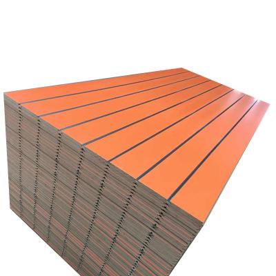 China Modern 1220*2440mm 2.5mm Particle Board Tracking Colored Slooted MDF Board for sale