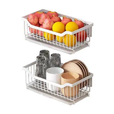 China New Viable Wall Mouted Basket Accessories Shelves Storage Rack Stainless Steel Fruit Basket Kitchen Storage Rack For Kitchen for sale