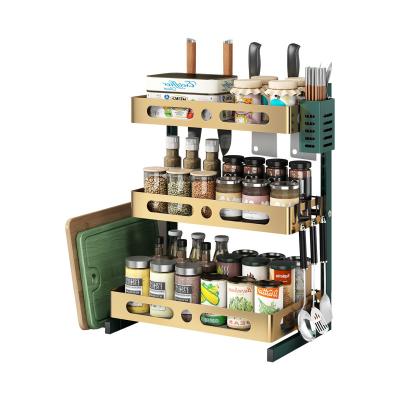 China Detachable Kitchen Metal Spice Knife Condiment Rack Counterto Multi Layer Viable Storage Rack Detachable Storage Shelf Organizer for sale