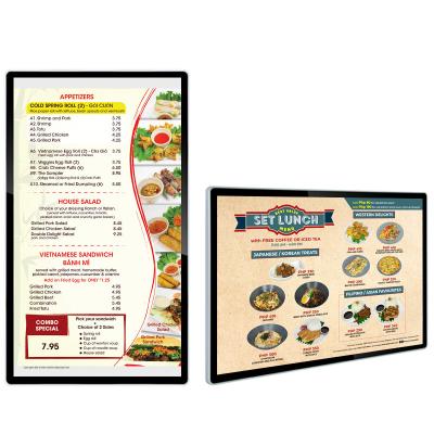 China Indoor Cheap Price 43 Inch Wall Mounted Display Screen Menu Hanging Digital Advertising Board for sale