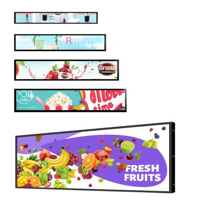 China OEM ODM Indoor Wide Advertising Board Racks Stretched LCD Bar Display Screen Digital Signage for sale