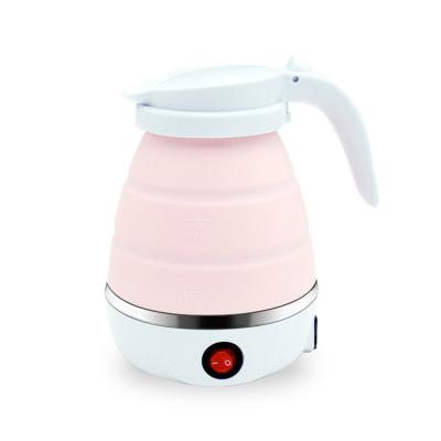 China Keep Warm Foldable Travel Silicone Heater Electric Kettle Pink Portable Small Water Heater 0.6L Capacity for sale