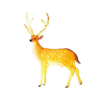 China Modern Outdoor Park Garden Decoration Statue Sculpture Resin Fiberglass Sika Deer Floor Lamp With LED Lighting for sale