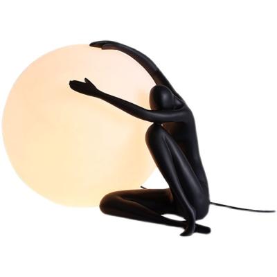 China Modern Nordic Creative Human Personality Round Ball Shape Decoration Table Lamp For Living Room Bedroom Bedside for sale