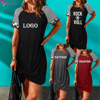 China New Fashion Anti-Wrinkle Leopard Sleeve Shirt Short Dress For Women 2022 XL Dress Summer Wholesale for sale