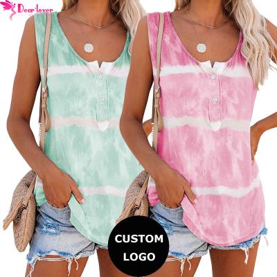 China 2022 OEM ODM Dear-lover Factory Price Round Neck Designer QUICK DRY Women Knit Top With Button Womens Tank Tops for sale