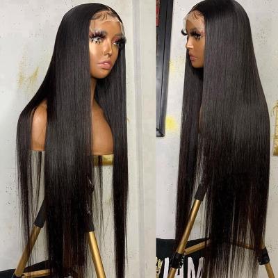 China Straight 100% Pre Plucked Transparent Virgin Hair Full Lace Wigs Lace Front Brazilian Hair 360 HD Wigs For Black Women for sale