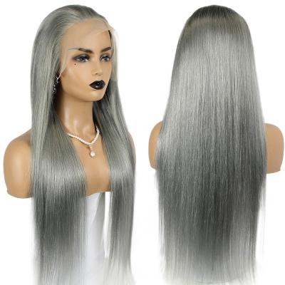 China Wholesale Light Color Wigs Gray Hair Straight , HD Pre Plucked Brazilian 13*4 Wig for sale